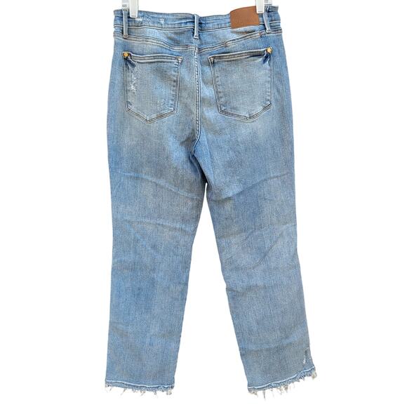 Judy Blue Dad Jean Raw Hem Straight Leg High Rise Denim Size 13/31 - Picture 4 of 6